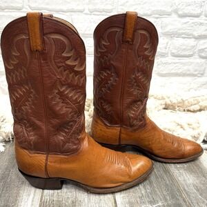 Panhandle Slim Embroidered Tan Leather Western Cowboy Boots Size 11 D Rodeo Wear
